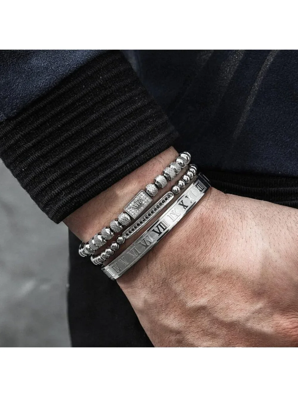Stylish Stainless Steel Crown Cuff Bracelets for Men - 18kt Gold Set